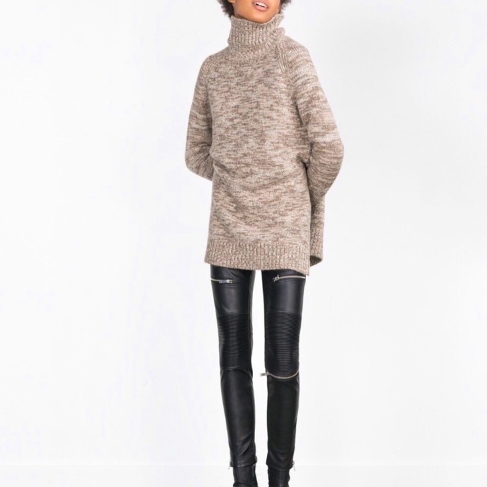 ZARA KNIT Beige Chunky Knit Turtleneck Sweater